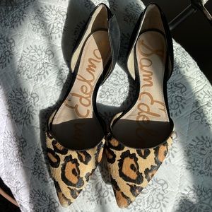 Sam Edelman calf hair fur point flat slide suede